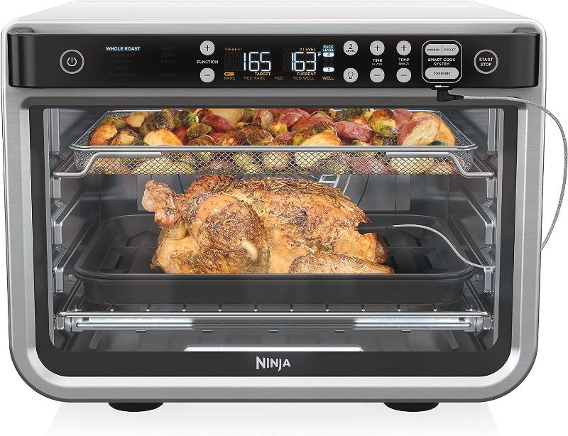 Photo 1 of Ninja DT251 Foodi 10-in-1 Smart XL Air Fry Oven, Bake, Broil, Toast, Roast, Digital Toaster, Thermometer, True Surround Convection up to 450°F, includes 6 trays & Recipe Guide, Silver
