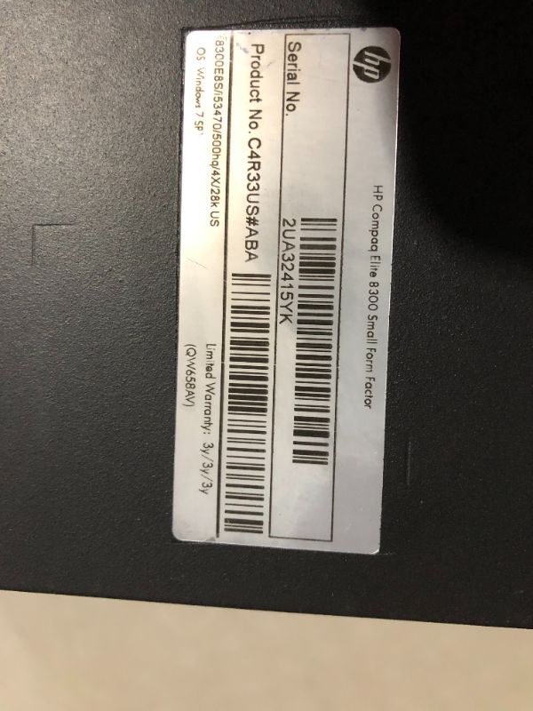 Photo 5 of ***DAMAGED - UNTESTED - SEE NOTES***
HP 8300 Elite Small Form Factor Desktop Computer, With Keyboard and Mouse