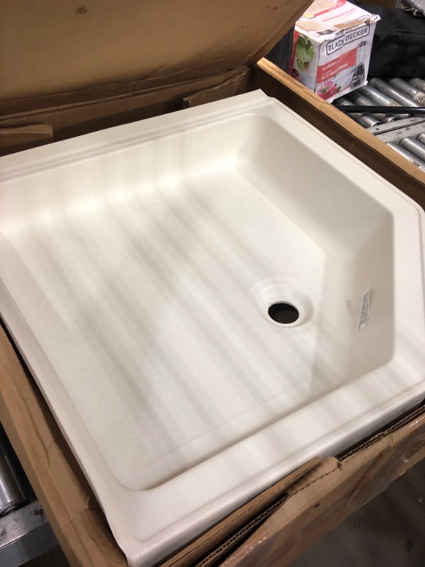 Photo 1 of Lippert 301241 Better Bath 34" x 34" Neo Angle RV Shower Pan Center Drain Parchment