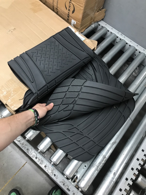 Photo 2 of Motor Trend - MT-923-BK 923-BK Black FlexTough Contour Liners-Deep Dish Heavy Duty Rubber Floor Mats for Car SUV Truck & Van-All Weather Protection, Universal Trim to Fit Full Set Black