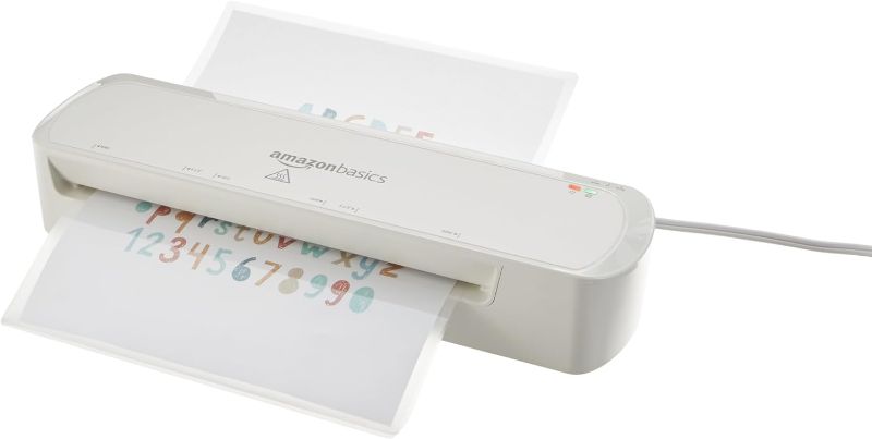 Photo 1 of Amazon Basics 9-Inch Thermal Laminator Machine, White
