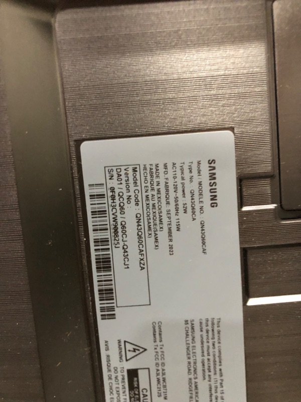 Photo 1 of SCRATCHED SCREEN**SAMSUNG 43-Inch Class QLED 4K Q60C Series Quantum HDR, Dual LED, Object Tracking Sound Lite, Q-Symphony, Motion Xcelerator, Gaming Hub, Smart TV with Alexa Built-in (QN43Q60C, 2023 Model) 43-Inch TV Only