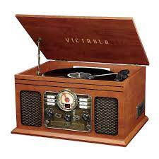 Photo 1 of SEE DAMAGE PICS**Victrola Nostalgic 6-in-1 Bluetooth Record Player & Multimedia Center with Built-in Speakers - 3-Speed Turntable, CD & Cassette Player, FM Radio | Wireless Music Streaming | Mahogany
