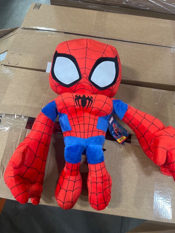 Photo 2 of Marvel Ginormous Plush Spider-Man Character, 28-inch Super Hero Soft Doll with Role-Play Hands, Collectible Gift for Kids & Fans Ages 3 Years Old & up