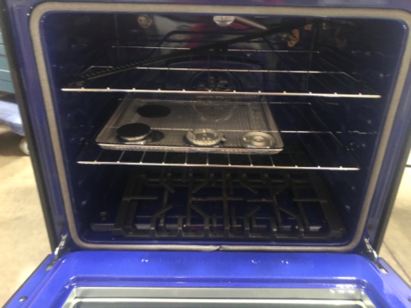 Photo 1 of LG 30-in 5 Burners 5.8-cu ft Self-cleaning Air Fry Convection Oven Slide-in Smart Gas Range (Printproof Stainless Steel)
