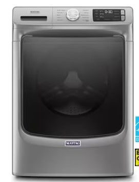 Photo 1 of DENTED/SCRATCHED TOP/CORNERS Maytag 4.5-cu ft High Efficiency Stackable Steam Cycle Front-Load Washer (Metallic Slate) ENERGY STAR
