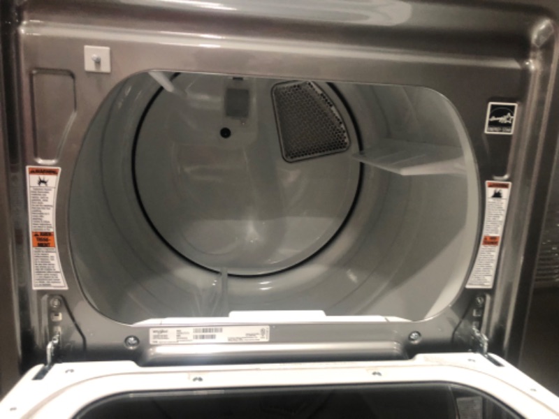 Photo 8 of SCRATCHED/DENTED FRONT Whirlpool Smart Capable 7.4-cu ft Steam Cycle Smart Electric Dryer (Chrome Shadow) ENERGY STAR
