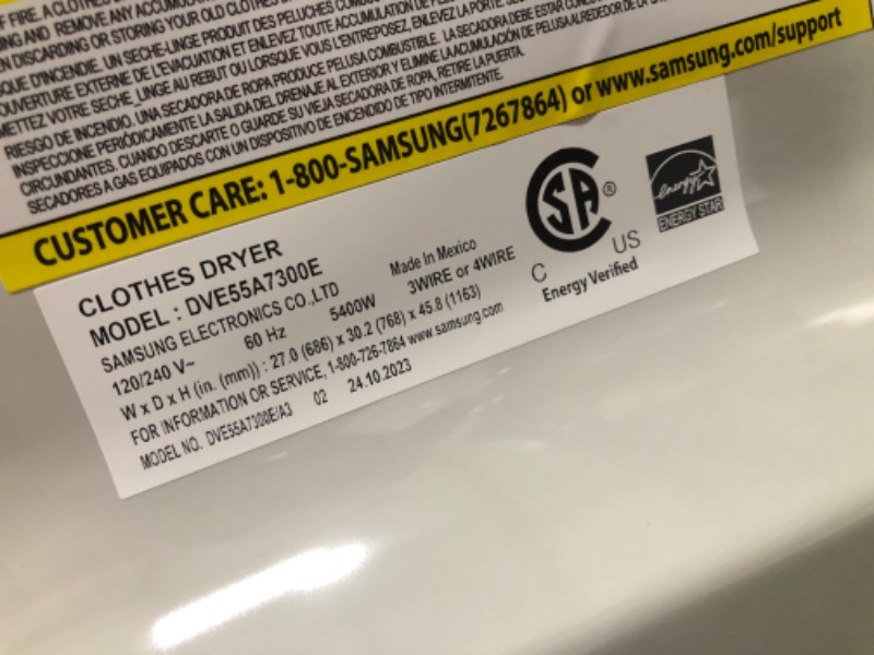Photo 2 of Samsung 7.4-cu ft Steam Cycle Smart Electric Dryer (Ivory) ENERGY STAR
