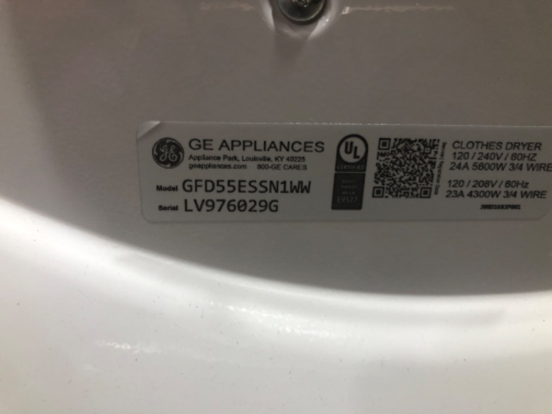 Photo 4 of GE 7.8-cu ft Stackable Smart Electric Dryer (White) ENERGY STAR
