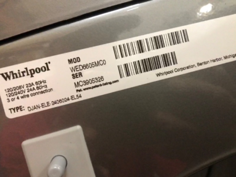 Photo 4 of Whirlpool 7.4-cu ft Stackable Steam Cycle Electric Dryer (Chrome Shadow) ENERGY STAR
