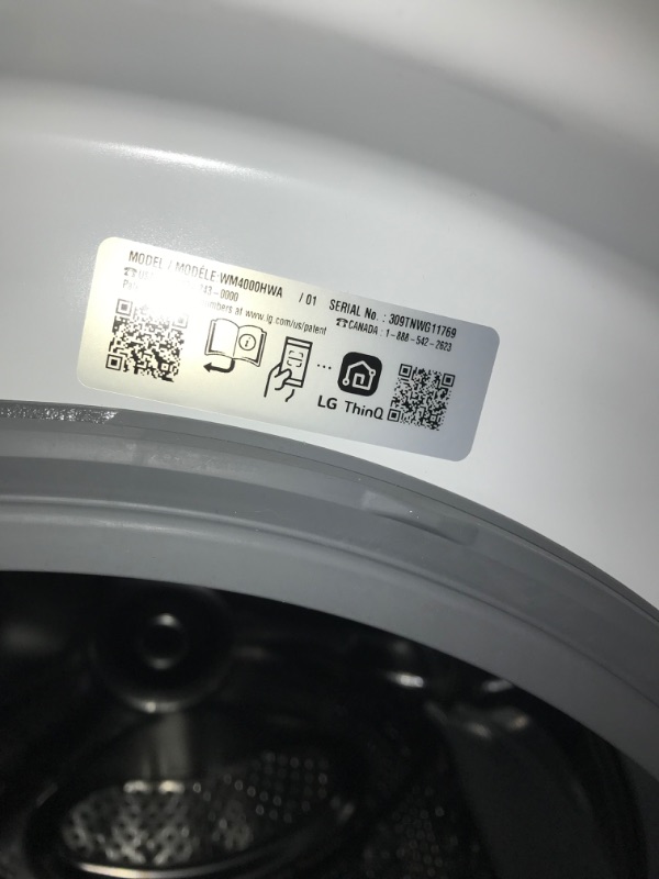 Photo 5 of LG 4.5-cu ft High Efficiency Stackable Front-Load Washer (White) ENERGY STAR
