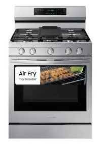 Photo 1 of Samsung 30-in 5 Burners 6-cu ft Self-cleaning Air Fry Freestanding Smart Natural Gas Range (Fingerprint Resistant Stainless Steel)
