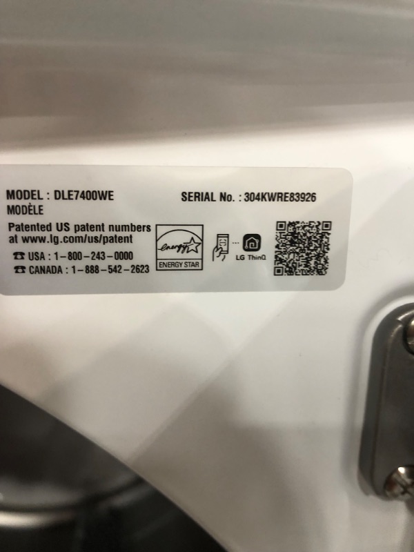 Photo 4 of LG EasyLoad 7.3-cu ft Smart Electric Dryer (White) ENERGY STAR
