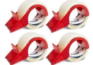 Photo 1 of Excell Anti-BACKFLOW Lightweight Tape Dispenser with Tape (1.88" x 54.6 yd) Designed for Packing, Shipping and Mailing, Strong Seal on All Box Types (4+)