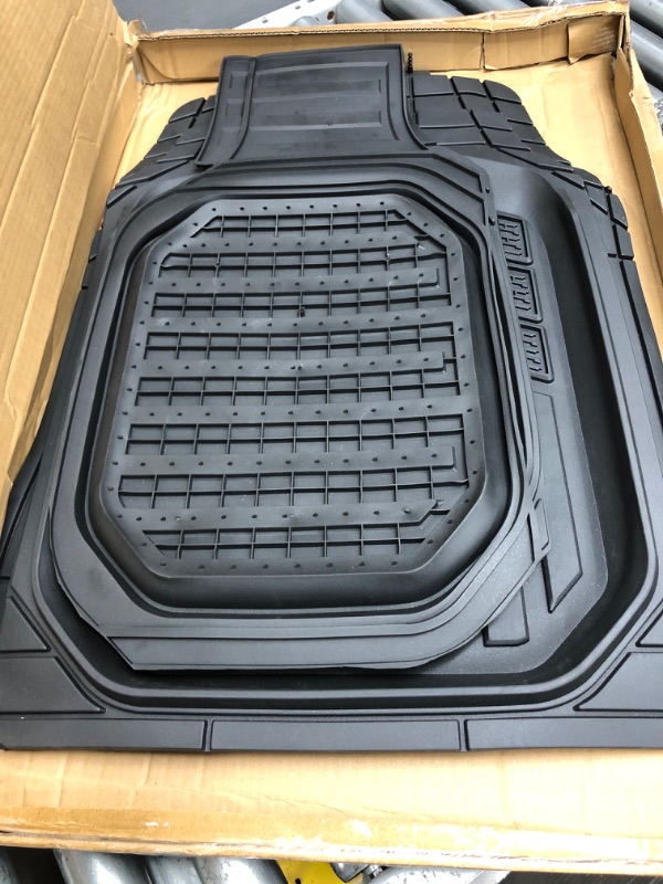 Photo 2 of Caterpillar CAMT-9013 (3-Piece) Heavy Duty Deep Dish Rubber Floor Mats, Trim to Fit for Car Truck SUV & Van, All Weather Total Protection Durable Liners CAMT-9013 Black