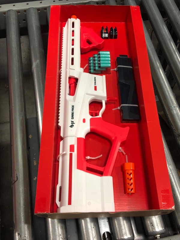 Photo 2 of Game Face GFTBR Trion Competition-Level Spring-Powered Foam Dart Blaster, Red