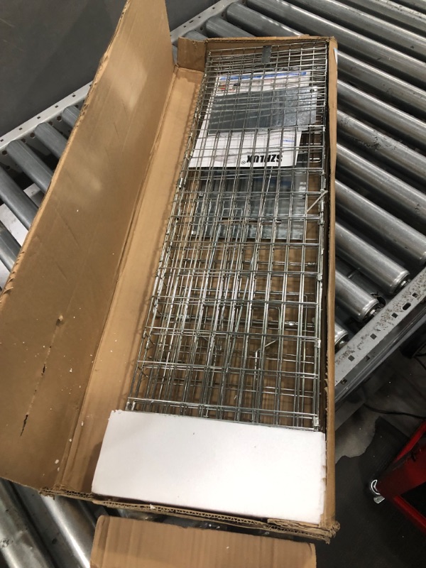 Photo 2 of SZHLUX 32" Live Animal Cage Trap, Heavy Duty Folding Raccoon Traps, Humane Cat Trap for Stray Cats, Raccoons, Squirrel, Skunk, Mole, Groundhog, Armadillo, Rabbit, Catch and Release(SZ-HXL8130-NEW).