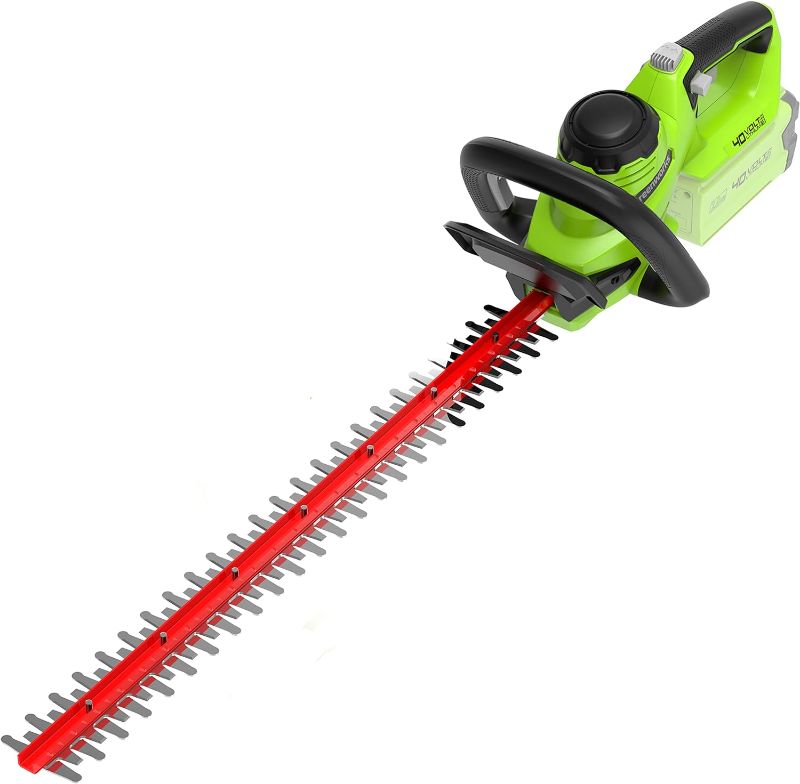 Photo 1 of **SEE NOTES**
Greenworks G40HT61 Cordless Hedge Trimmer, 61cm Dual Action Blade, Cuts up to 27mm Thick Branches and Stems, 3000spm WITHOUT 40V Battery & Charger, 3 Year Guarantee
