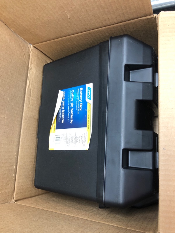 Photo 2 of Camco Large Battery Box with Straps and Hardware - Group 27, 30, 31 |Safely Stores RV, Automotive, and Marine Batteries | Measures Inside 7-1/4" x 13-1/4" x 8-5/8" | (55373) Frustration Free Packaging Large Battery Box