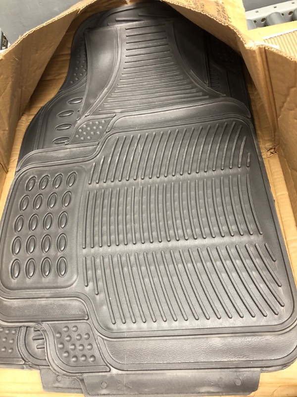 Photo 2 of BDK Original ProLiner 3 Piece Heavy Duty Front & Rear Rubber Floor Mats for Car SUV Van & Truck, Gray - All Weather Floor Protection with Universal Fit Design Gray 3PC Front & Rear