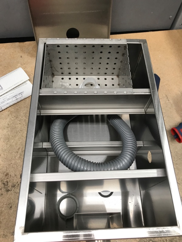 Photo 2 of  Commercial Grease Interceptor, Stainless Steel Grease Trap w/Top & Side Inlet, Under Sink Grease Trap for Restaurant Factory Home Kitchen