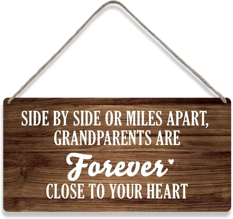 Photo 1 of 2 PACK Tokpac Country Style Wall Decor Grandparents are Forever Close to Your Heart Wooden Signs Rustic Hanging Wall Plaque Sign Home Decor Grandparent Present 10 x 5 Inches