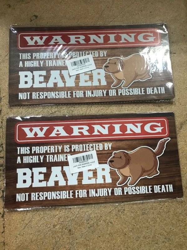 Photo 2 of 2 PACK Country Style Wall Decor Beaver Warning Wooden Signs Positive Rustic Hanging Wall Plaque Campsite Sign Home Decor Present