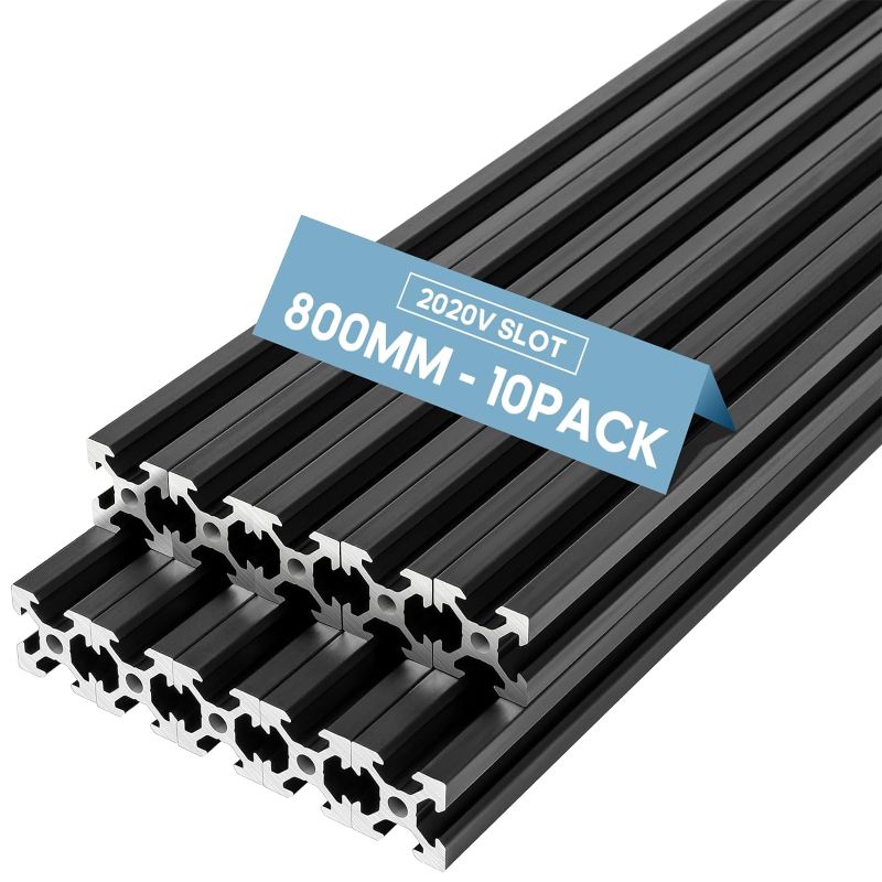 Photo 1 of 10pcs 800mm T Slot 2020 Aluminum Extrusion European Standard Anodized Linear Rail for 3D Printer Parts and CNC DIY Black(31.5inch) Black 10PCS 800mm(31.5'')