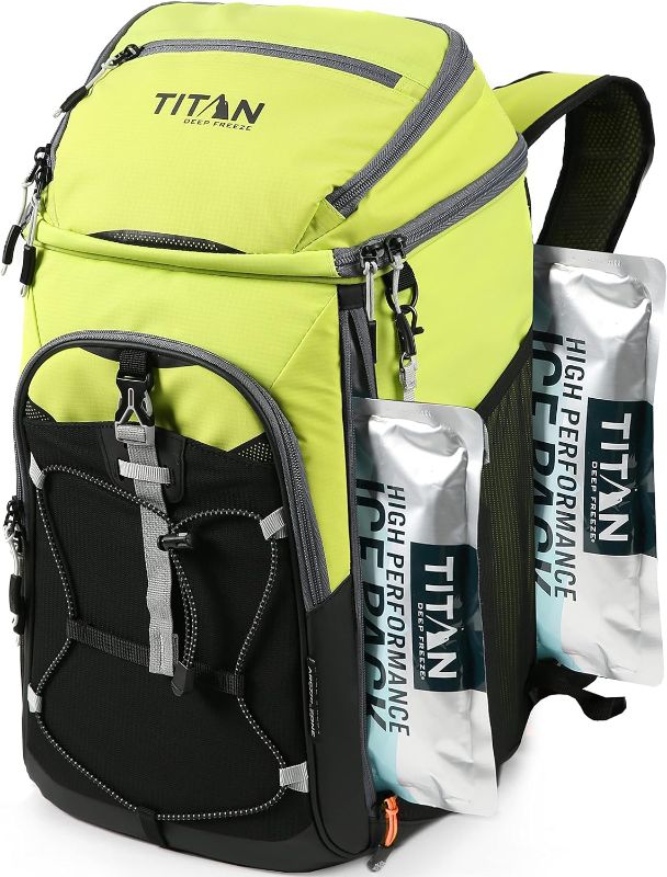 Photo 1 of (DIRTY) Arctic Zone Titan Deep Freeze 30 Can Insulated Backpack Cooler Bag with Ice Wall Packs Citrus Cooler Bag (Neon Green/Black)
