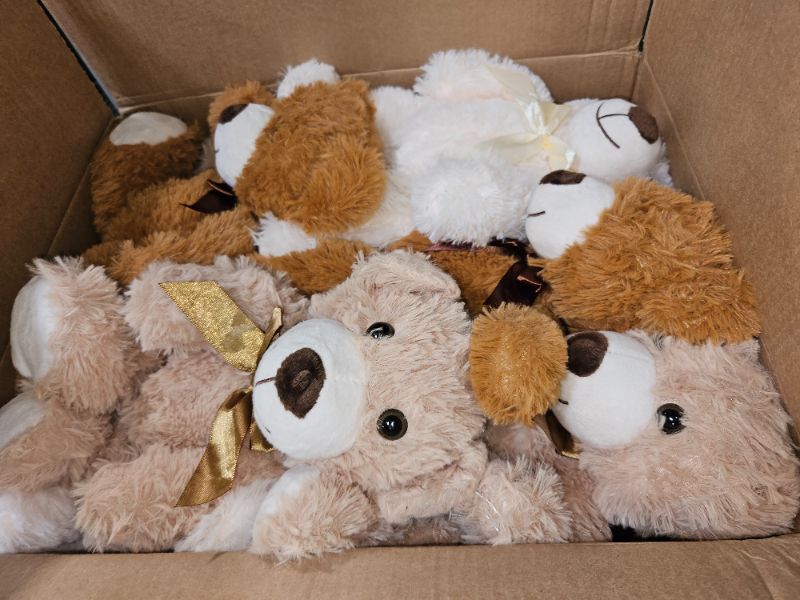 Photo 2 of Zhanmai 18 Pcs 14 Inches Bear Stuffed Animals Bear Cute Plush Toys Shaggy Soft Cute Bear for Animal Doll Birthday Party Baby Shower Gender Reveal Decorations?Light Brown, Dark Brown, White?