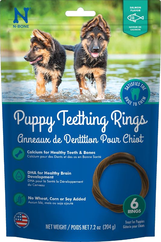 Photo 1 of 2 PACK(12 PIECES TOTAL) N-Bone Puppy Teething Rings Salmon Flavor Dog Treat, 6 Count Bag, 7.2-oz 6 Count 