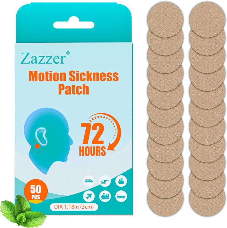 Photo 1 of 2 PACK(100 PIECES TOTAL) Motion Sickness Patches 50 Sheets – Sea Sickness Patches for Cruise -Dizziness Vertigo & Nausea Relief, for Cruise Ships, Airplanes, Cars, Non Drowsy, Travel Essentials,Cruise Essentials