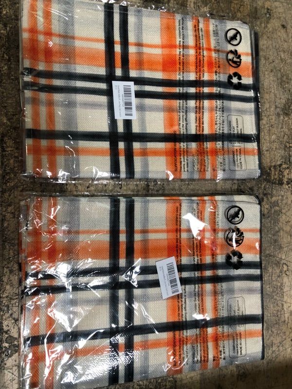 Photo 1 of 2 PACK Artoid Mode Orange Black Buffalo Plaid Fall Table Runner, Halloween Kitchen Dining Table Decoration for Outdoor Home Party 13x72 Inch