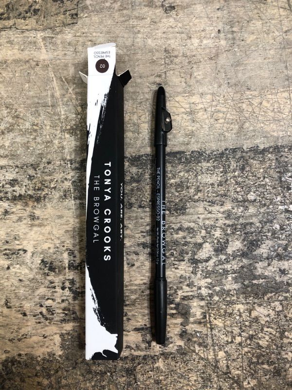 Photo 1 of 3 in 1, Skinny Eyebrow Pencil - 02 with Sharpener Cap & Spoolie Brush - Draws Tiny Brow Hairs & Fills in Sparse Areas & Gaps, Sharp Enable, Longwear, Long Lasting – "7.4 In, Espresso