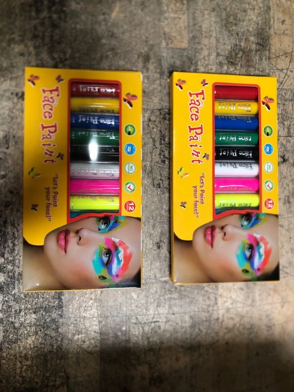 Photo 1 of 2 PACK(24 PIECES TOTAL) Glow in the Dark Face Painting Kits for Kids Adults, 12Colars Halloween Cosplay Makeup Body Paint Markers, Halloween Party Supplies