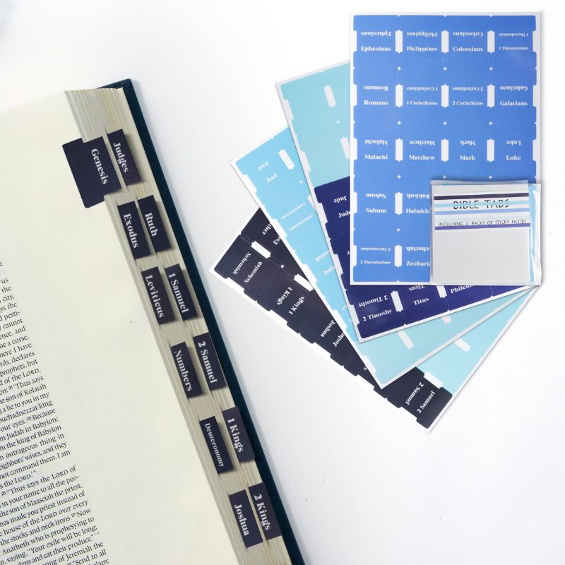 Photo 1 of 2 PACK MimiClo Bible Laminated Index Tabs for Study Bible with Transparent Sticky Notes, Blue Color