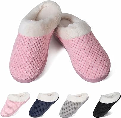 Photo 1 of YALOX Slippers for Womens Warm Memory Foam Anti-Slip House Shoes Comfortable Cotton Slippers Home Bedroom Shoes Indoor & Outdoor