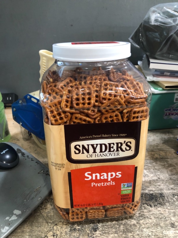 Photo 2 of *11/25/2023* Snyder's of Hanover Pretzel Snaps, 46 Oz Canister Snaps 2.87 Pound (Pack of 1)