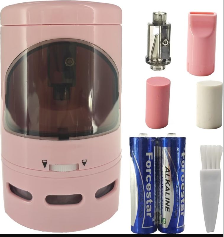 Photo 1 of OFiSEXPT 2 in 1 Electric Pencil Sharpeners for 6.5-8mm No.2 with Desktop Vacuum Cleaner Function for Cleaning Hairs, Crumbs, Computer Keyboard of Gifts for Kids?Pink?