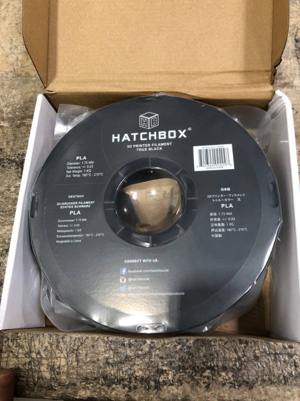 Photo 2 of Hatchbox PLA 3D Printer Filament, Dimensional Accuracy +/- 0.03 mm, 1 kg Spool, 1.75 mm, Black