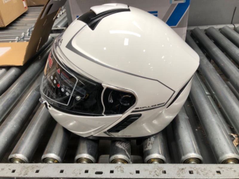Photo 4 of Sena Impulse Modular Motorcycle Smart Helmet (Gloss White, Large) Large Gloss White