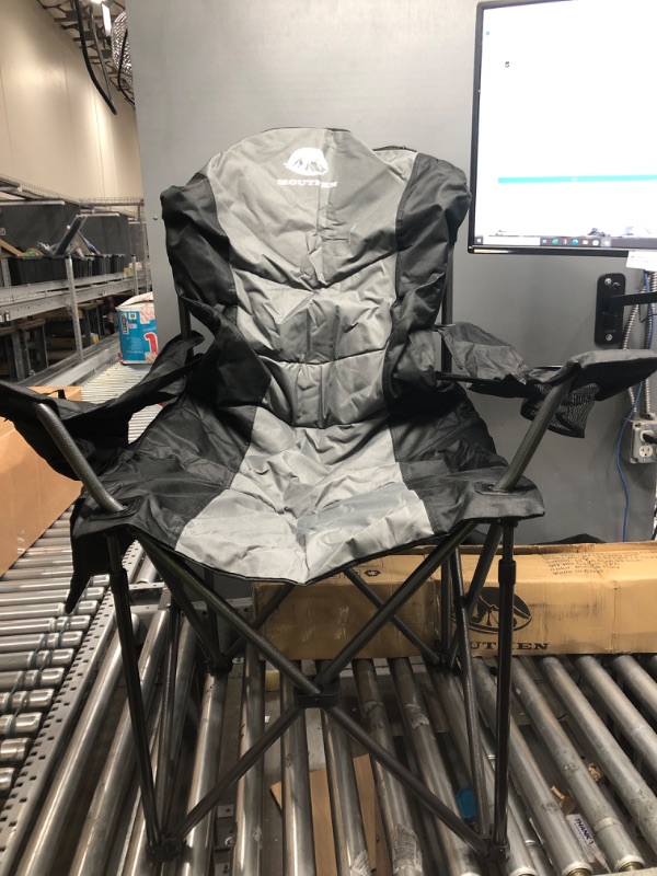Photo 2 of  Mouthen Oversized Camping Chair with Lumbar Support, Outdoor Heavy Duty Folding Camp Chair with Cooler Bag,Head and Side Pocket,Support 400 lbs Plus
