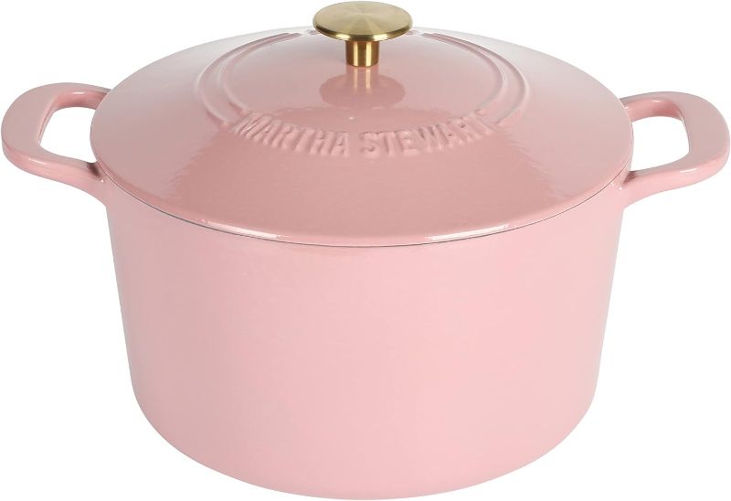 Photo 1 of MARTHA STEWART Gatwick 7 QT Enamel Cast Iron Dutch Oven, Pink