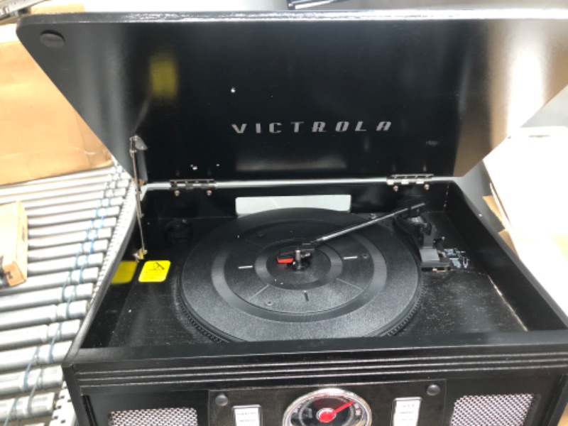 Photo 3 of **READ NOTES BELOW*Victrola 8-in-1 Bluetooth Record Player & Multimedia Center, Built-in Stereo Speakers - Turntable, Wireless Music Streaming, Real Wood | Black, 1SFA Black Entertainment Center