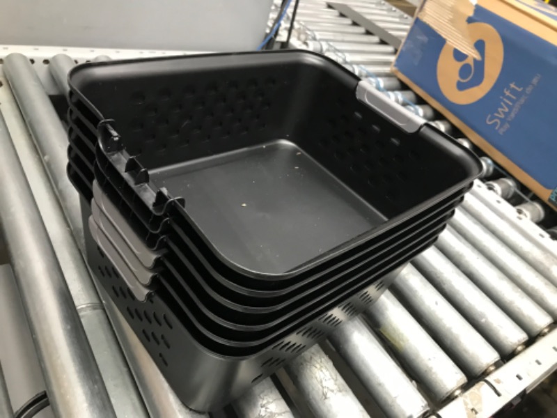 Photo 2 of IRIS USA Plastic Storage Basket, 6-Pack, Medium, Shelf Basket Organizer for Pantries, Kitchens, Cabinets, Bedrooms, and Bathrooms, Black 6-Pack, Medium, Black