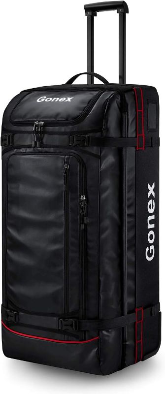 Photo 1 of Gonex Rolling Duffle Bag with Wheels, 100L Water Repellent Large Wheeled Travel Duffel Luggage with Rollers 33 inch, Black
