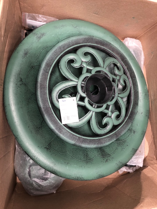 Photo 2 of * damaged * sold for parts *
Alpine Corporation 35" Tall Outdoor 3-Tiered Pedestal Water Fountain and Birdbath, Green Green Water Fountain