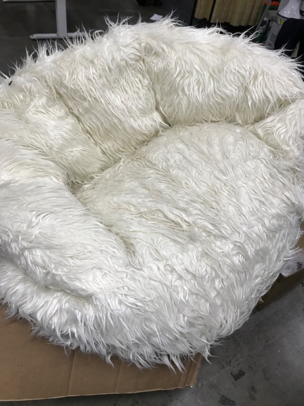 Photo 2 of "Big Joe Milano Beanbag Chair Ivory Shag" Ivory Shag Milano