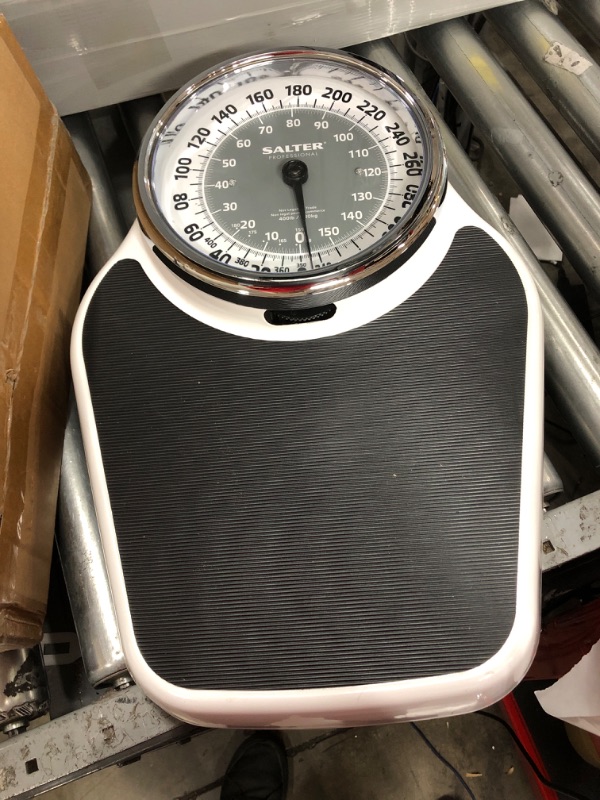 Photo 2 of ***5LB BELOW ACTUAL WEIGHT***Salter Pro-Helix Professional Oversized Bathroom Scale with Black Vinyl Anti-Slip Bath Mat, 400 LB Capacity, Analog Scale, 18.25" x 13.0" Black/White White and Black