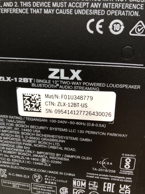 Photo 3 of Electro-Voice ZLX-12BT 12" 2-Way 1000W Bluetooth-Enabled Powered Loudspeaker (Black)